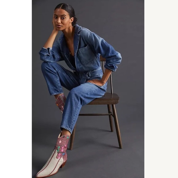 NWT AG Denim Jean Belted Full Body Jumpsuit Romper Sz Small - Picture 3 of 12